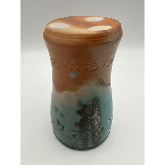 Art Pottery Blue & Brown Glazed 5” Tumbler Cup Artist Signed - Picture 8 of 10